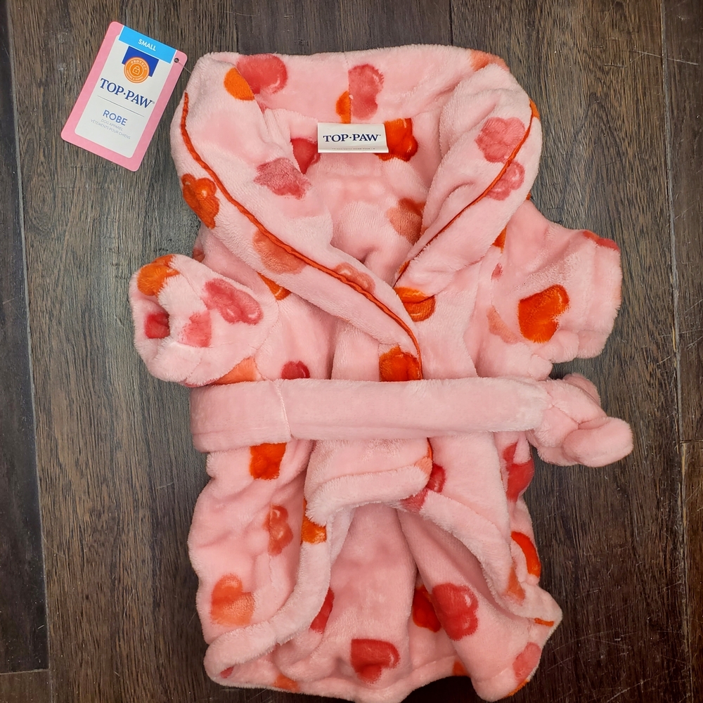 Top Paw Pink and Red Dog Bathrobe